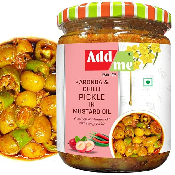 Add me Mixed Pickle of Karonda Chilli Mix Pickle 500g Mirchi AUR karonde ka achar kalakai Glass Pack