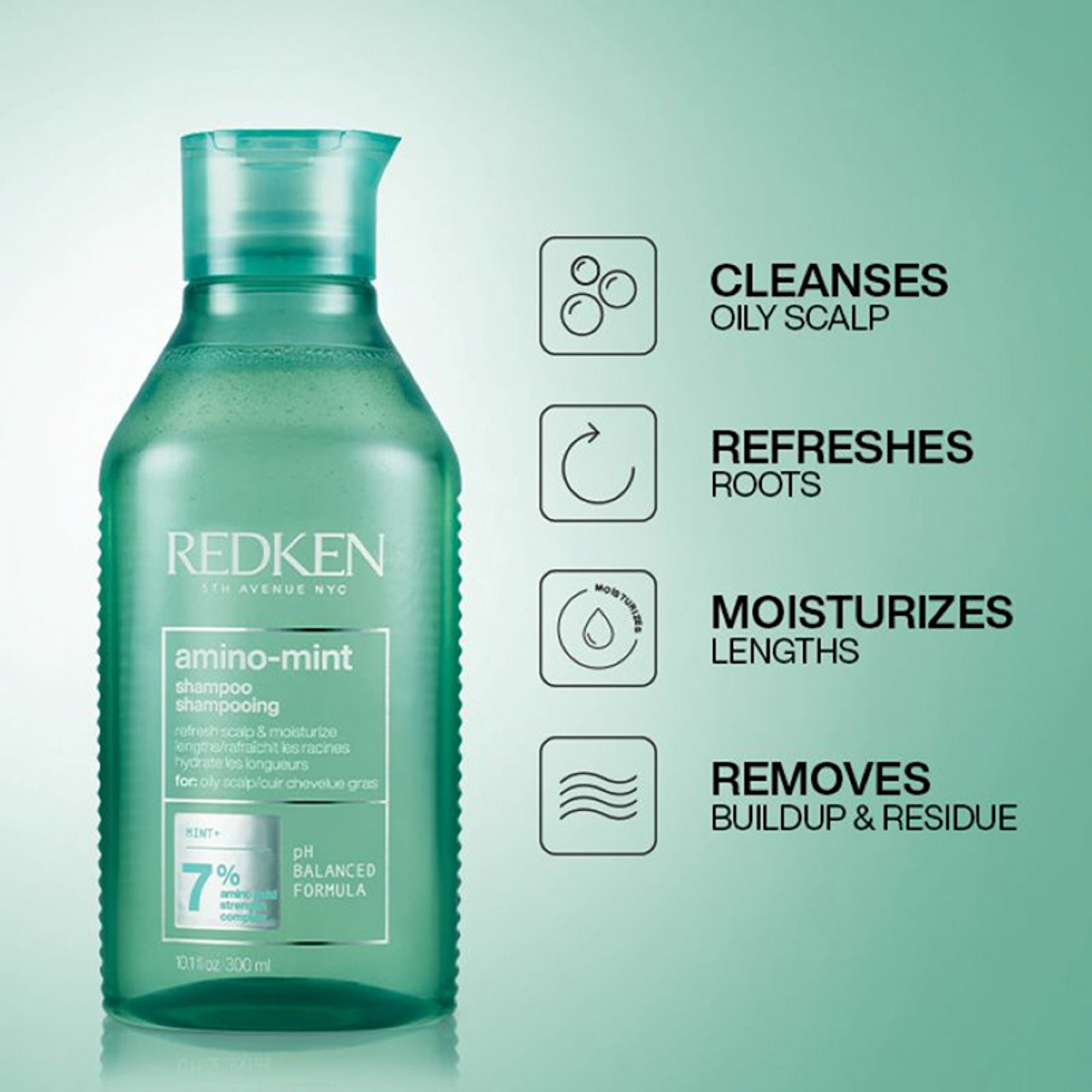 Redken Amino Mint Shampoo With Amino Mint Complex For Sensitive & Oily Scalp