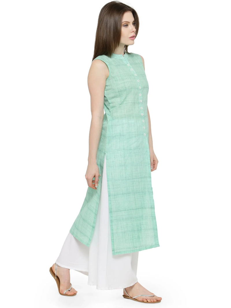 Women Green Solid Straight Kurta - Jompers