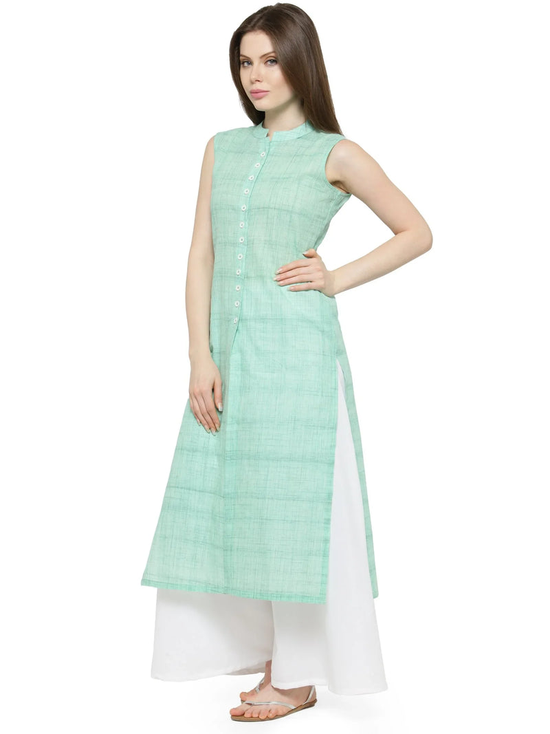 Women Green Solid Straight Kurta - Jompers