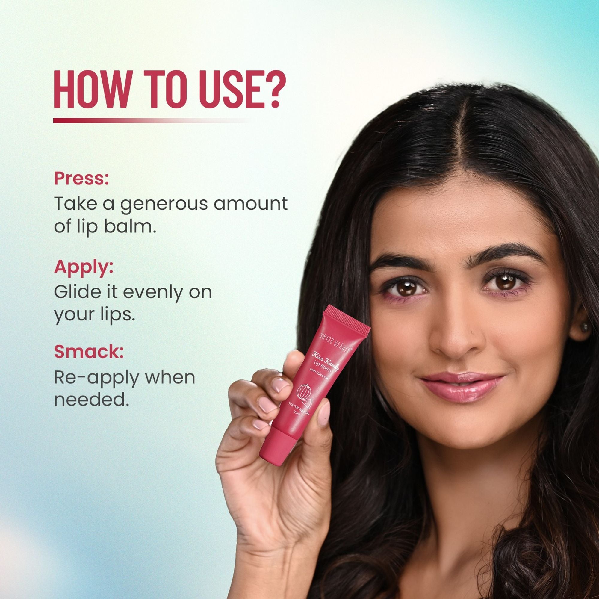 Swiss Beauty Kiss Kandy Tinted Lip Balm | Non-Sticky with Olive Oil & Vitamin E - 7 Strawberry
