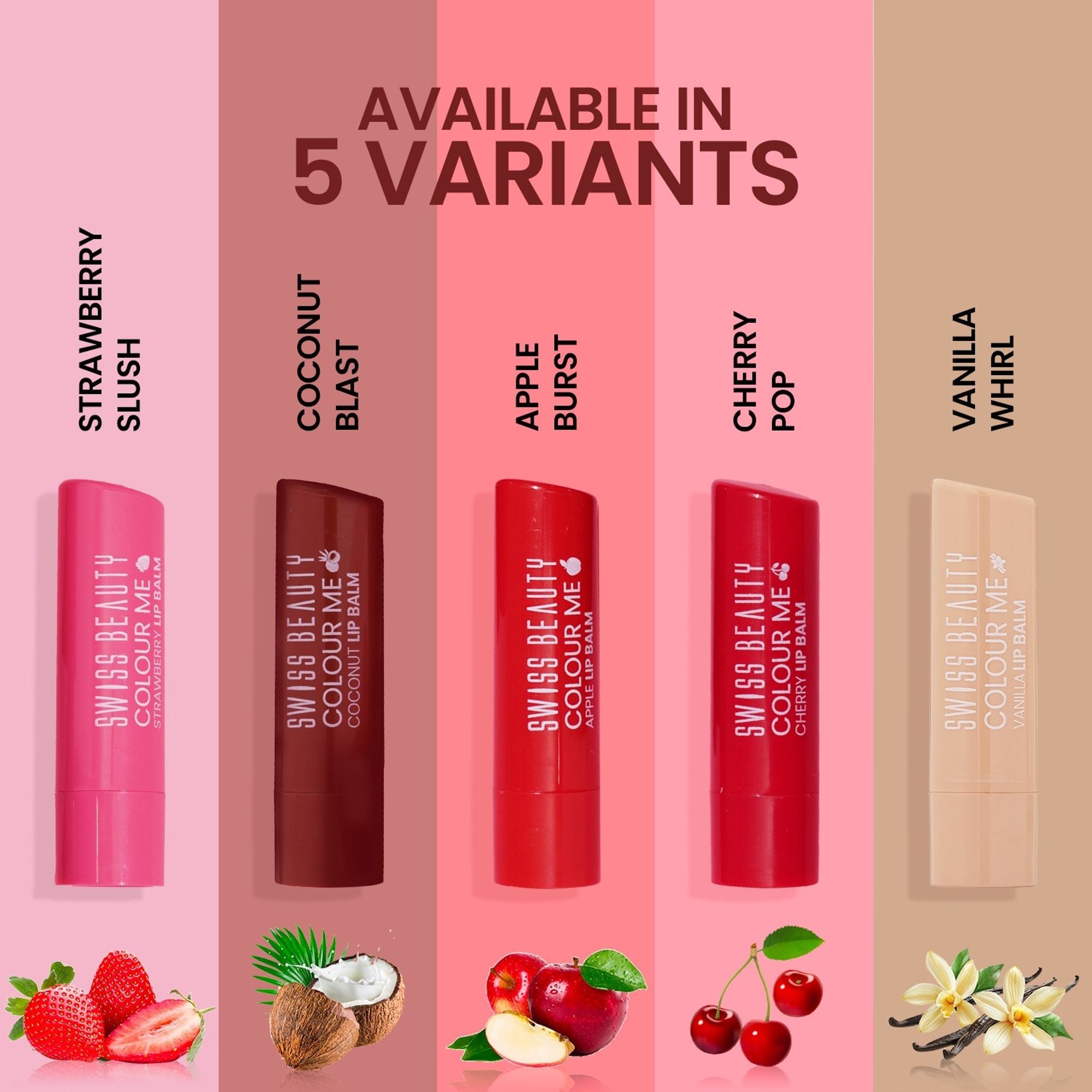 Swiss Beauty Colour Me Tinted Lip Balm For Dry With SPF 15 , Shea Butter and Vitamin E - 5 Vanilla Whirl