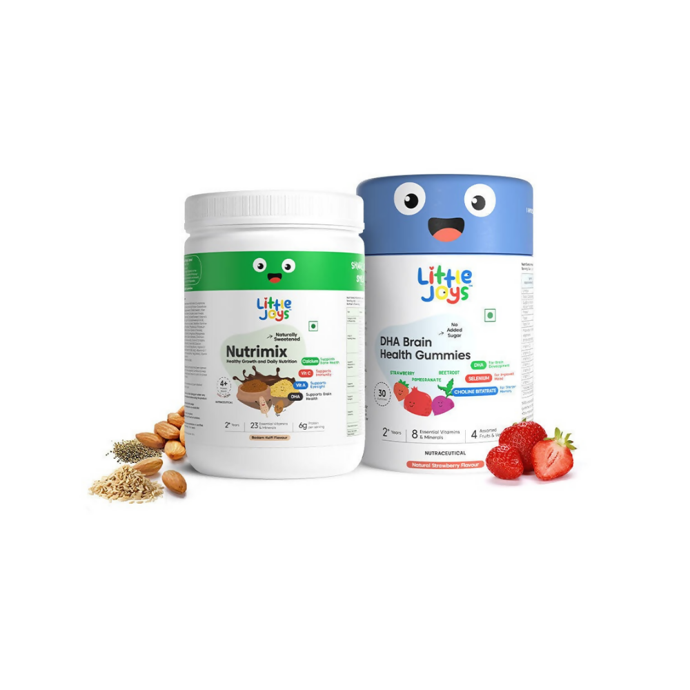 Little Joys Nutrimix Powder Kulfi Almond 2 - 6 Years + Brain Gummies Combo