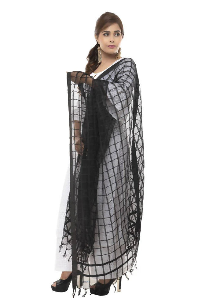 Mominos Fashion Black Cotton Square Dupatta