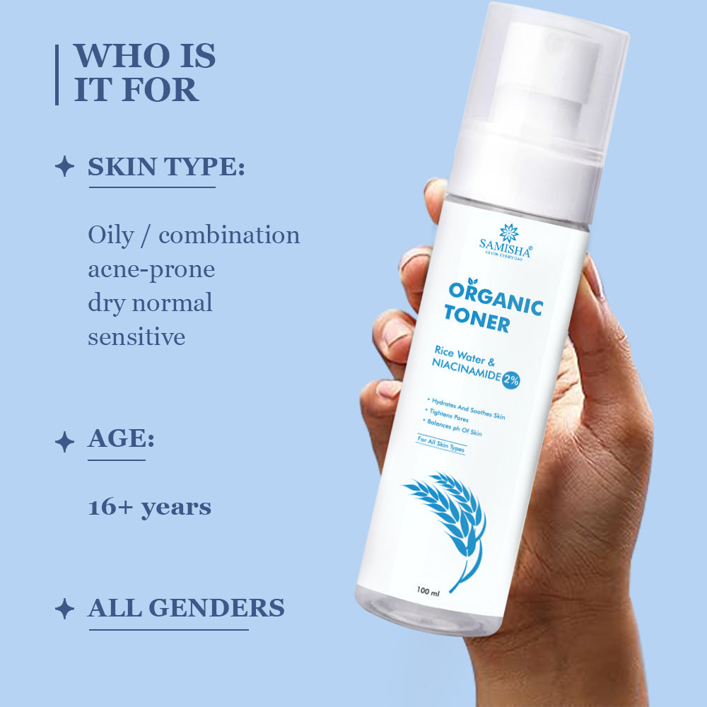 Samisha 2% Niacinamide & Rice Water Organic Face Toner