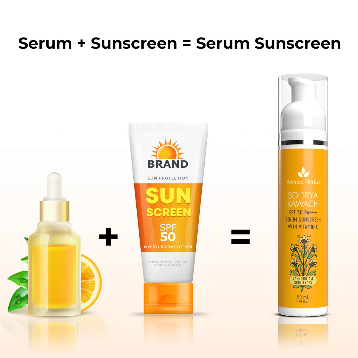 Avimee herbal Soorya Kawach SPF 50 PA++++ Vitamin C Serum Sunscreen