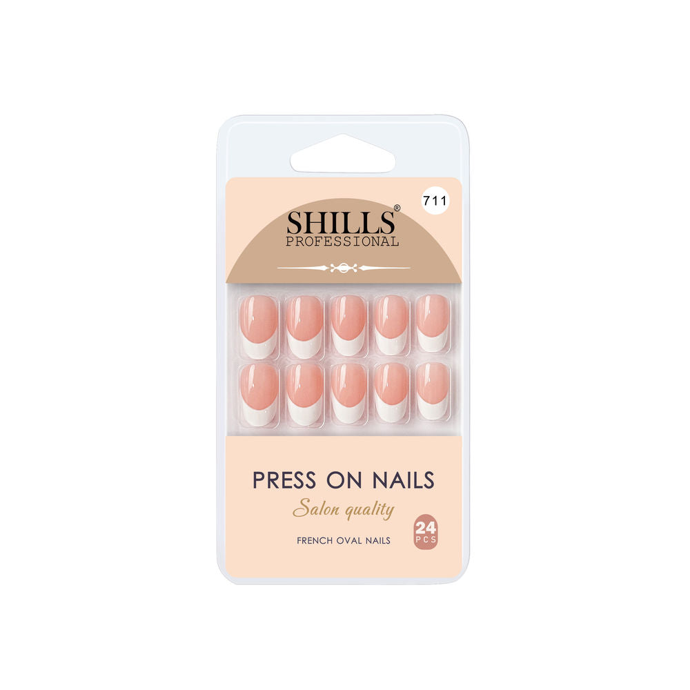 Shills Professional Reusable Press On Nails French Oval - SPN711