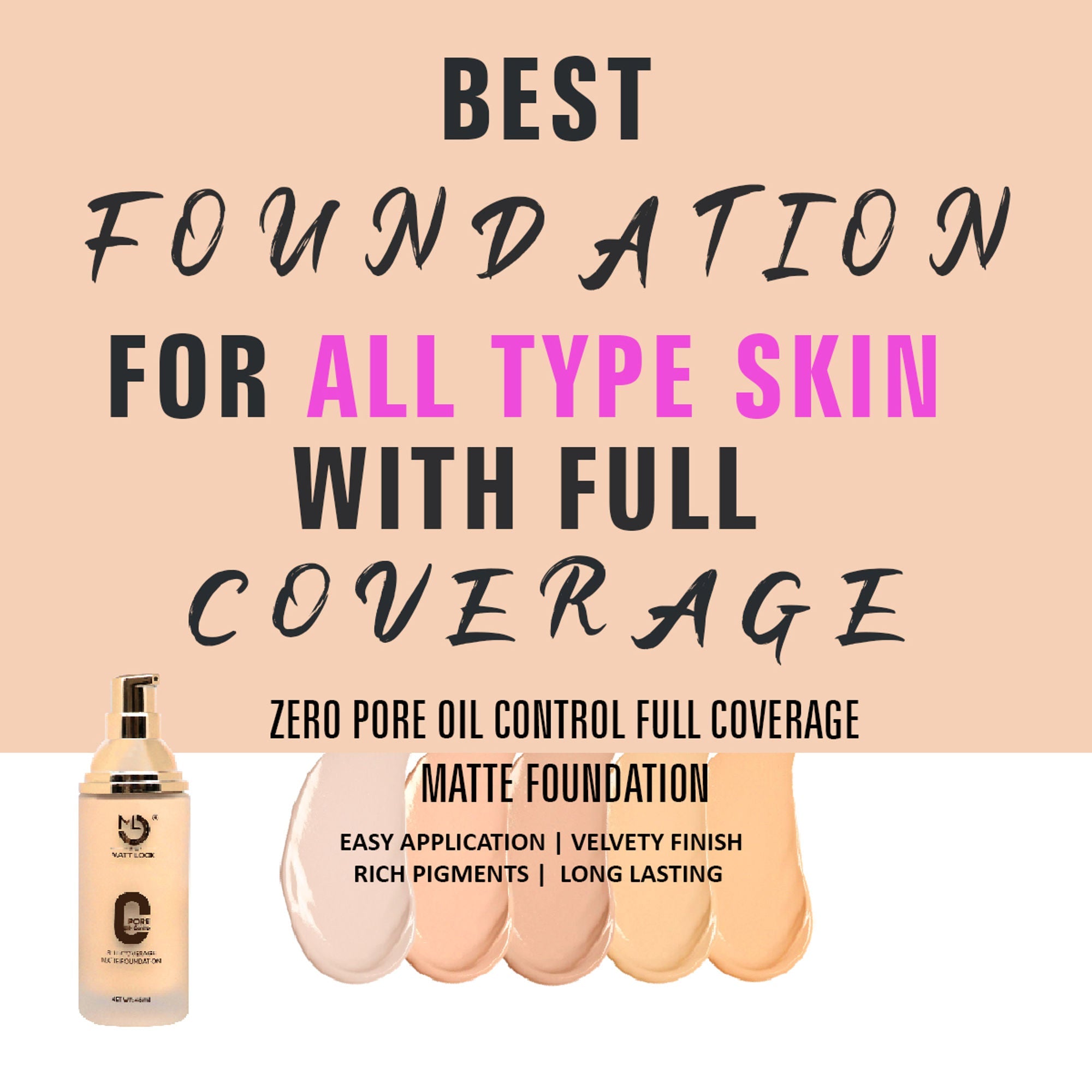 Matt Look Zero Pore Oil Control Full Coverage Matte Foundation - Ivory