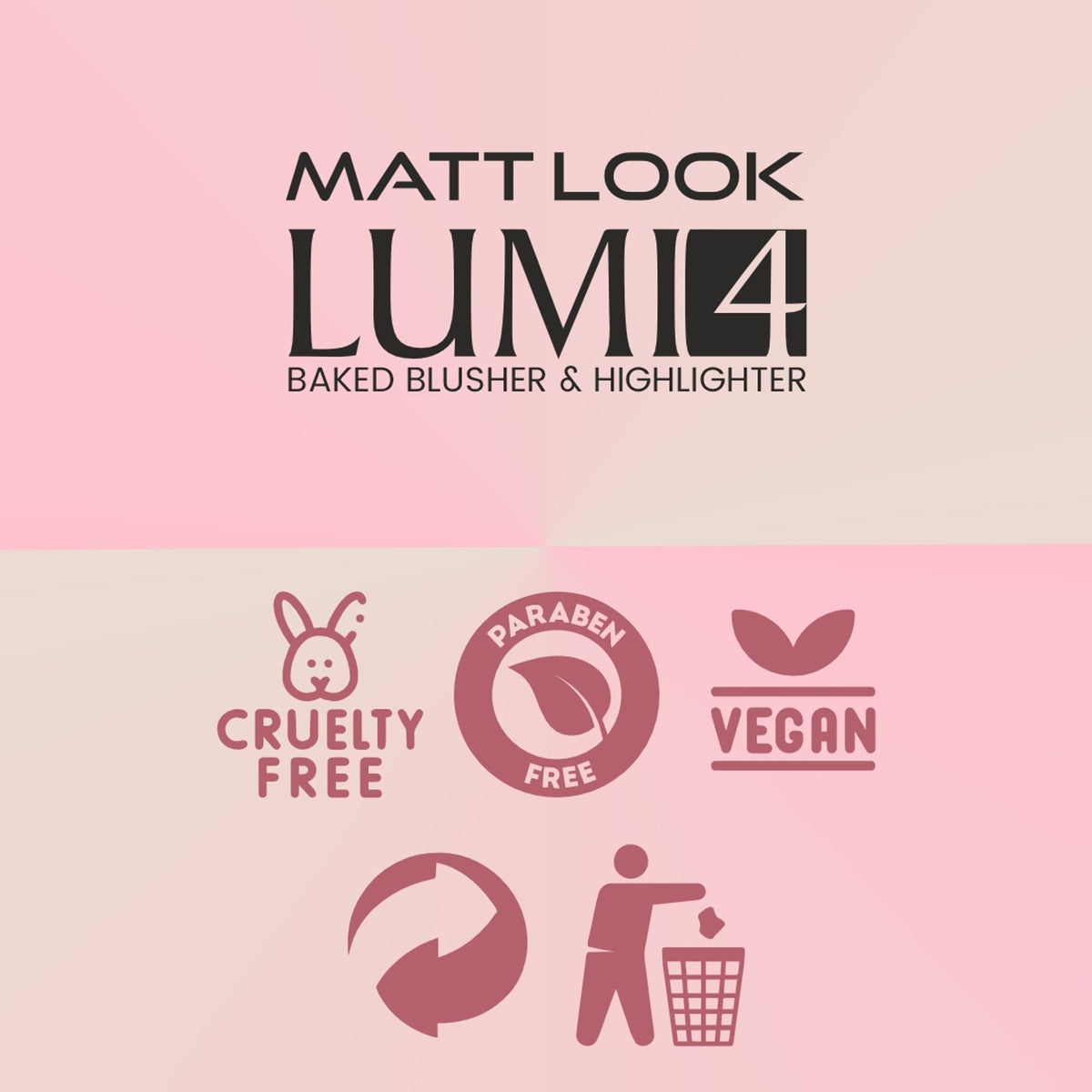 Matt Look Lumi 4 Baked Blusher & Highlighter - Dewy Rose