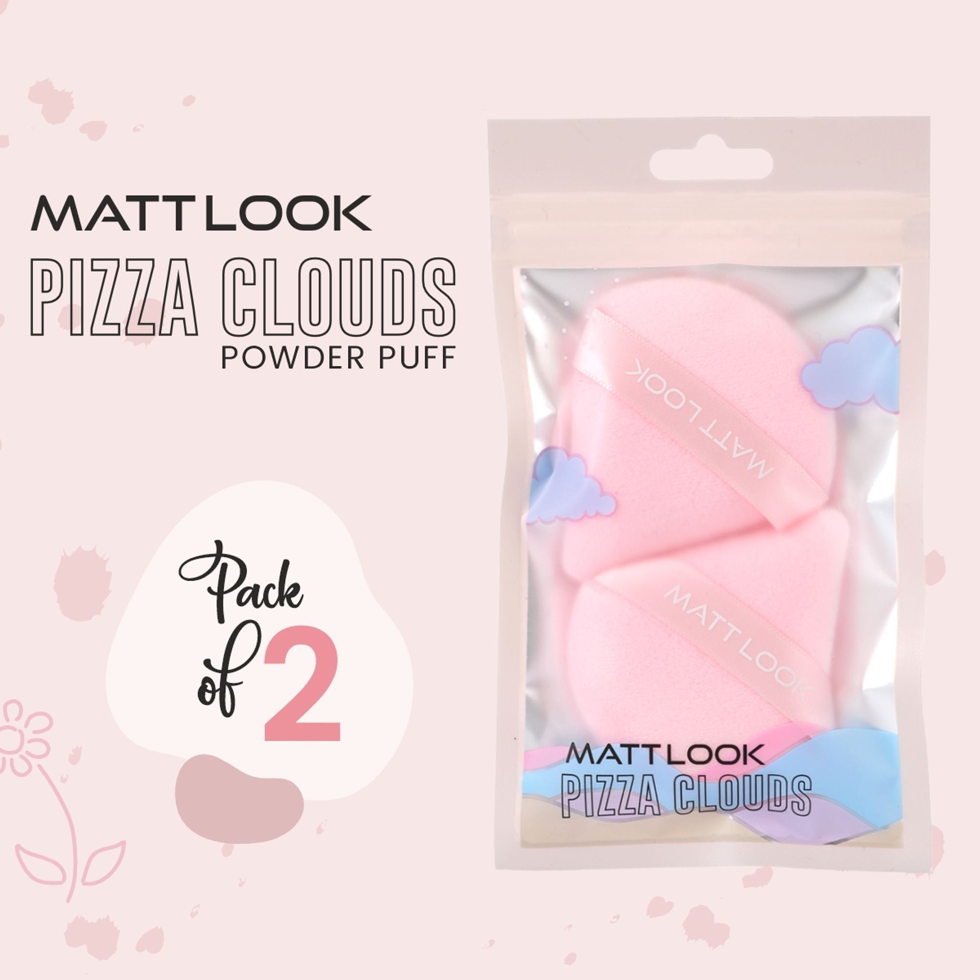 Matt Look Pizza Clouds Powder Pink Puff - Pack Of 2
