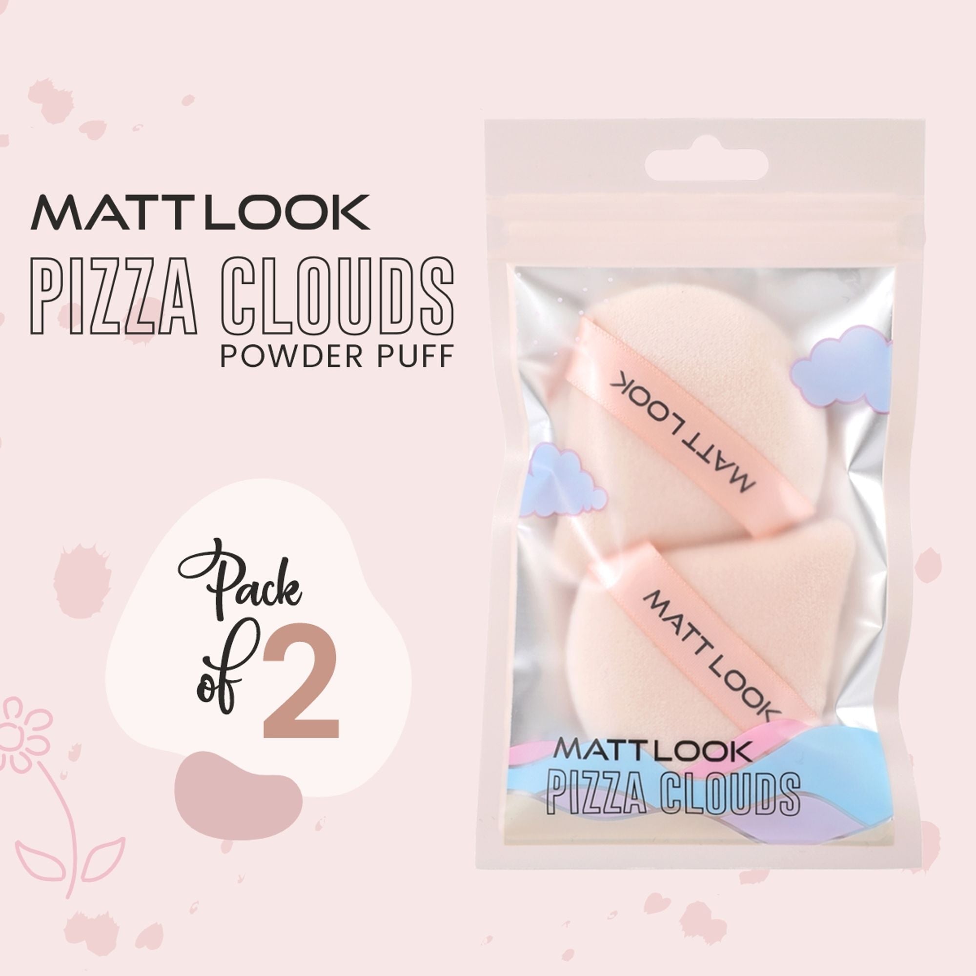 Matt Look Pizza Clouds Powder Beige Puff - Pack Of 2