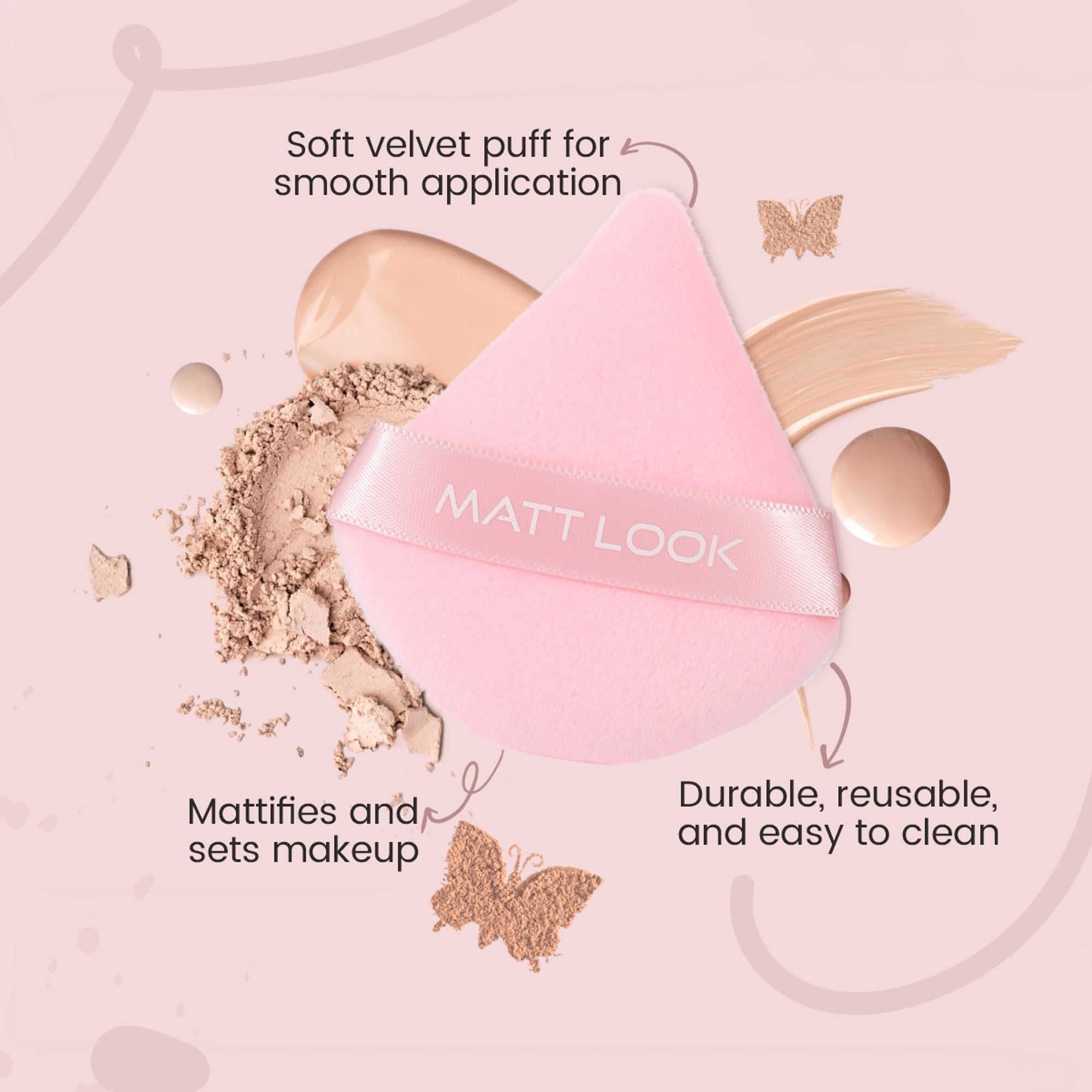 Matt Look Pizza Clouds Powder Beige Puff - Pack Of 2