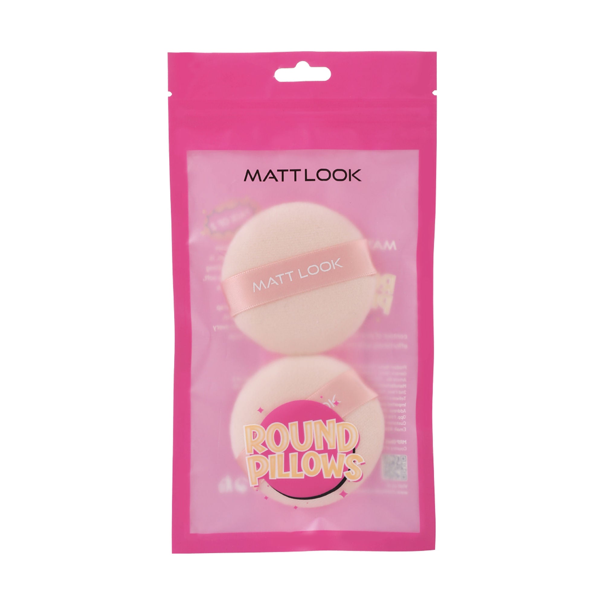Matt Look Round Pillows Powder Beige Puff - Pack Of 2