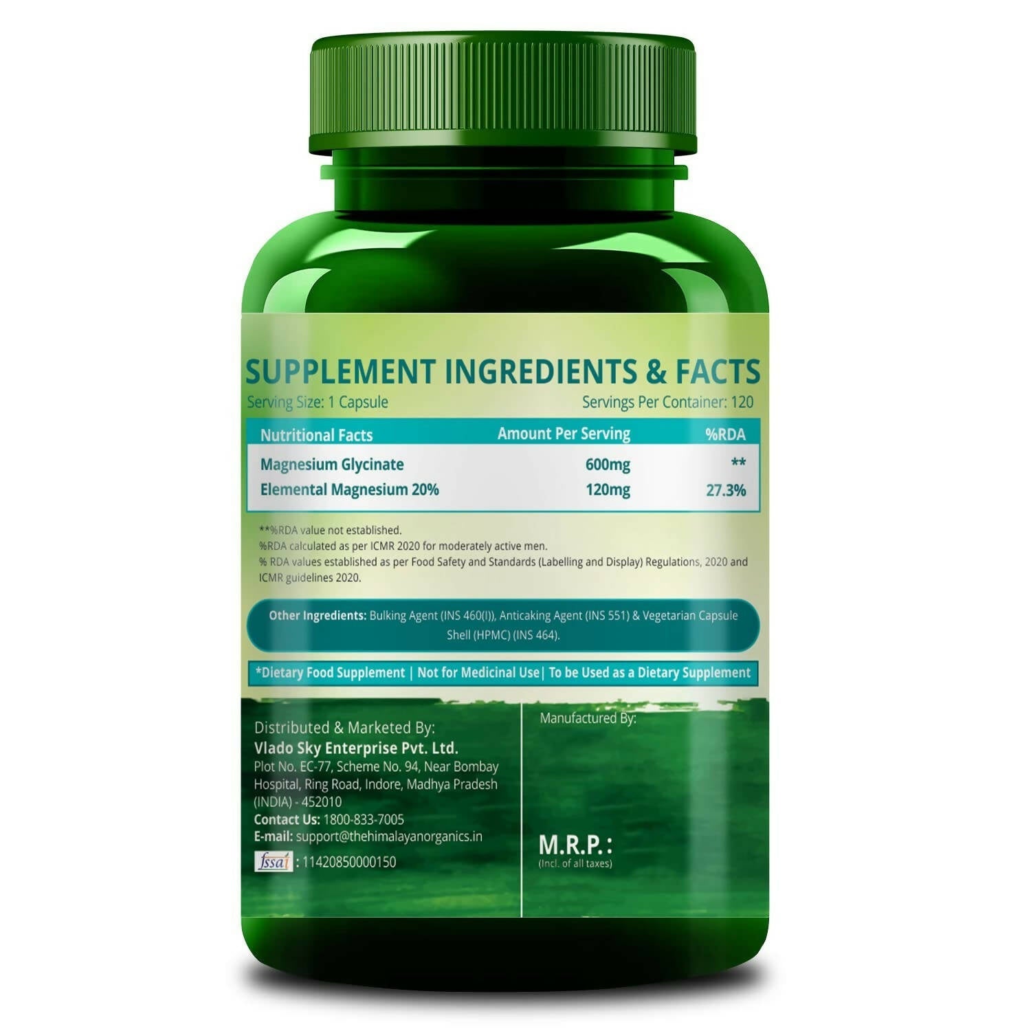 Himalayan Organics Highly Absorable Magnesium Glycinate Capsules