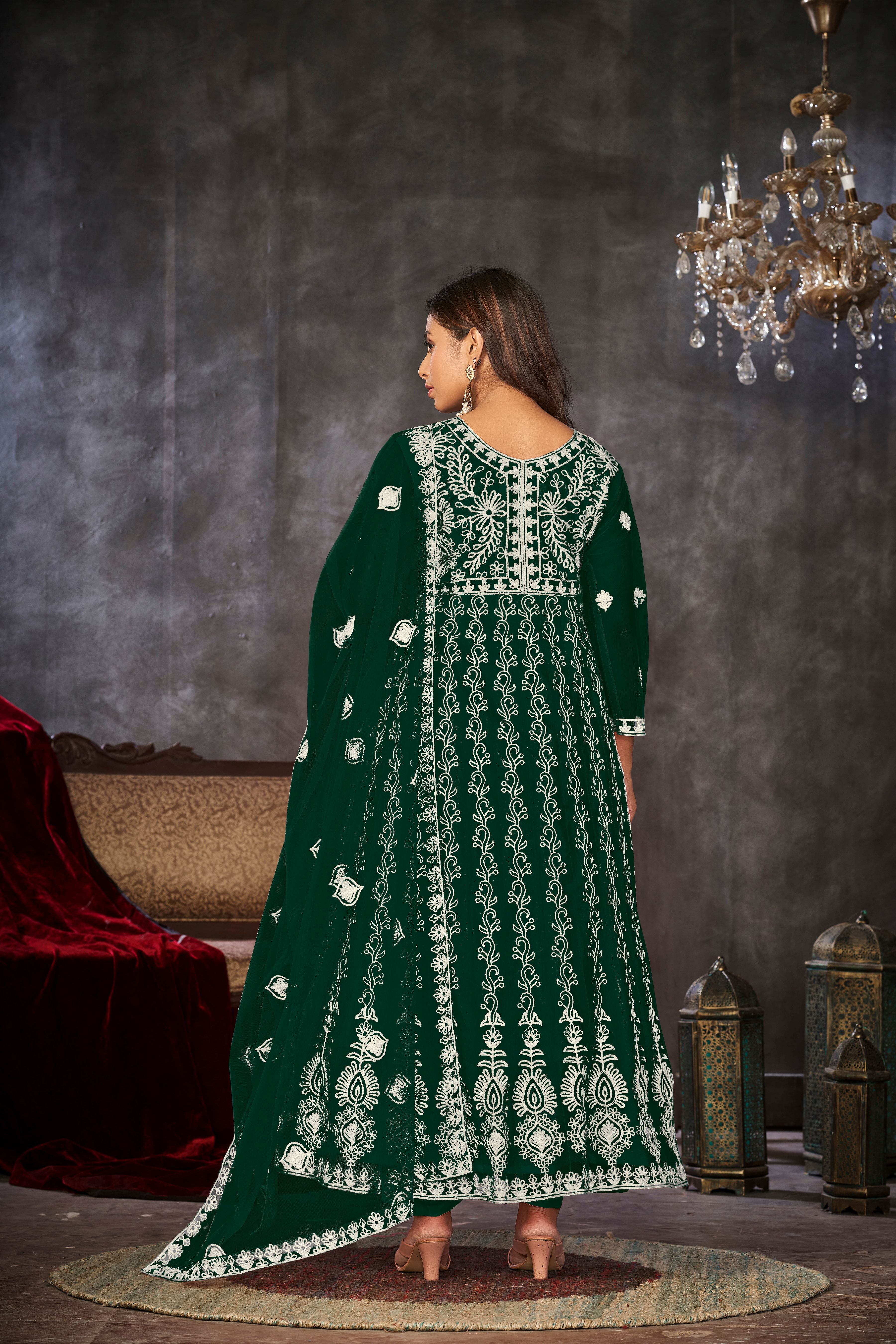 Aastha Green Dupatta with Net top fabric Santoon Net Bottom fabric