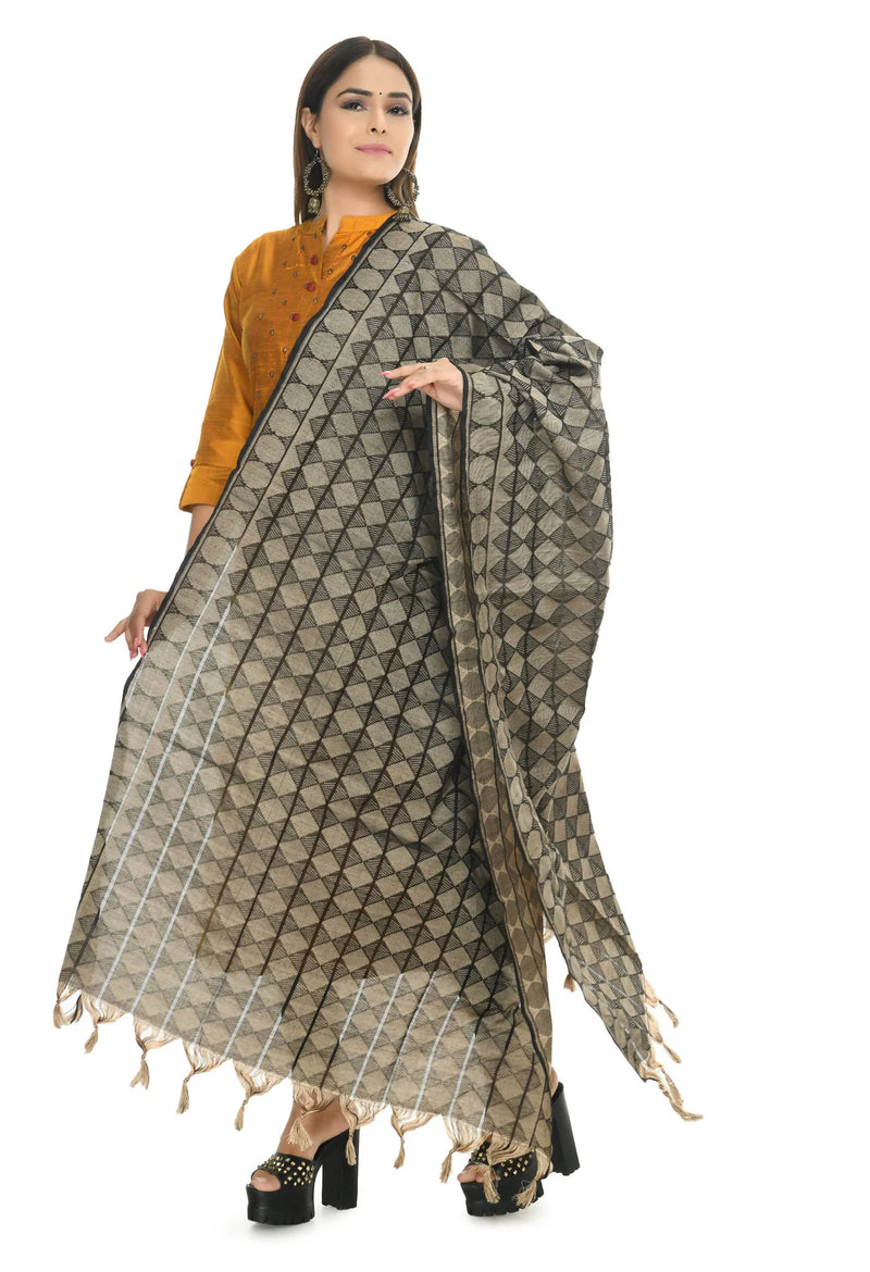 Mominos Fashion Moeza Handloom Black Color Cotton Dupatta