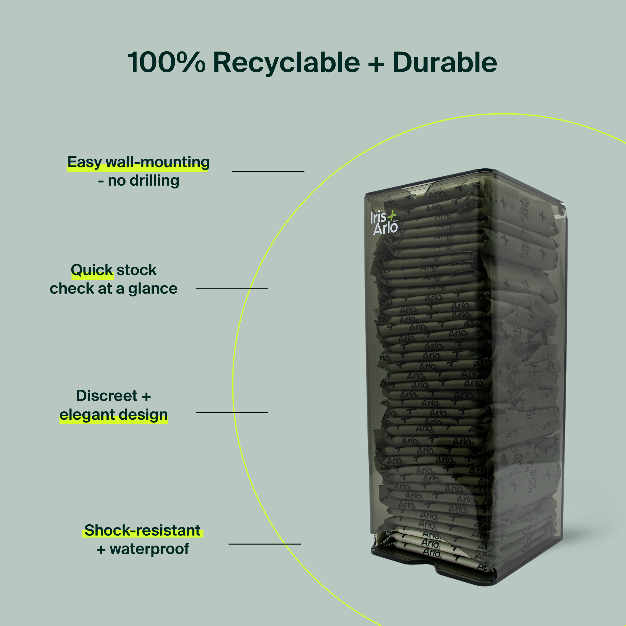 Recycled Plexiglass Wall-Mounted Dispenser - Daily Pads