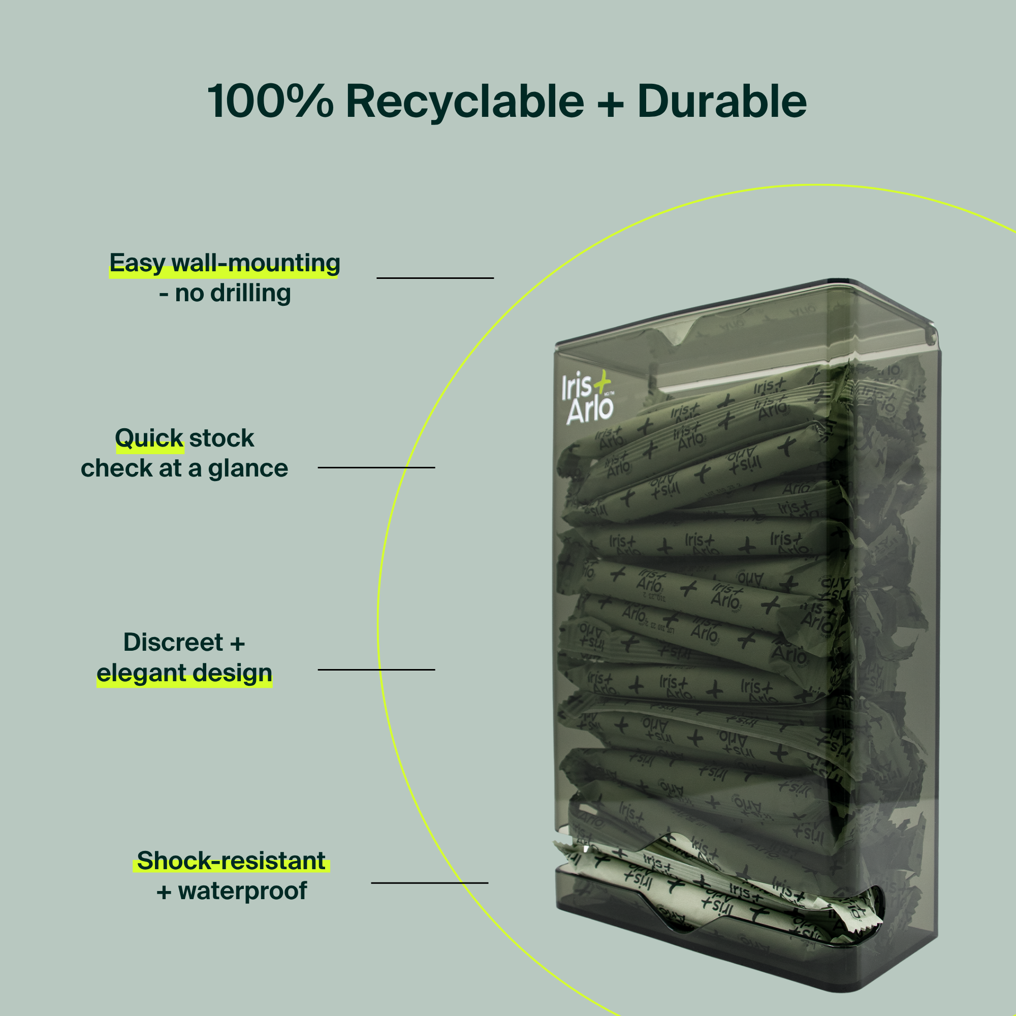 Recycled Plexiglass Wall-Mounted Dispenser - Applicator Tampons