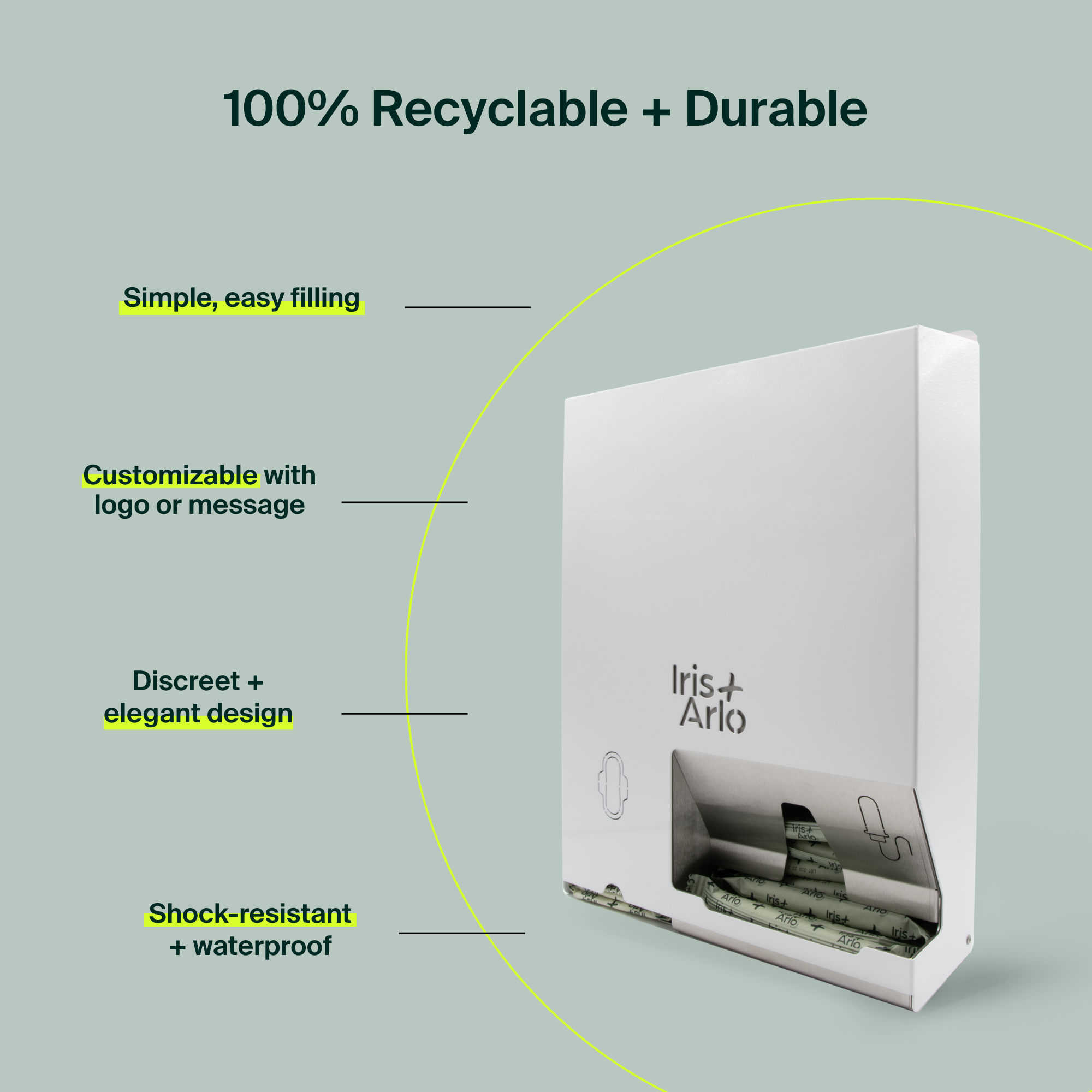 Wall-Mounted Steel Dispenser - Regular Pads & Tampons