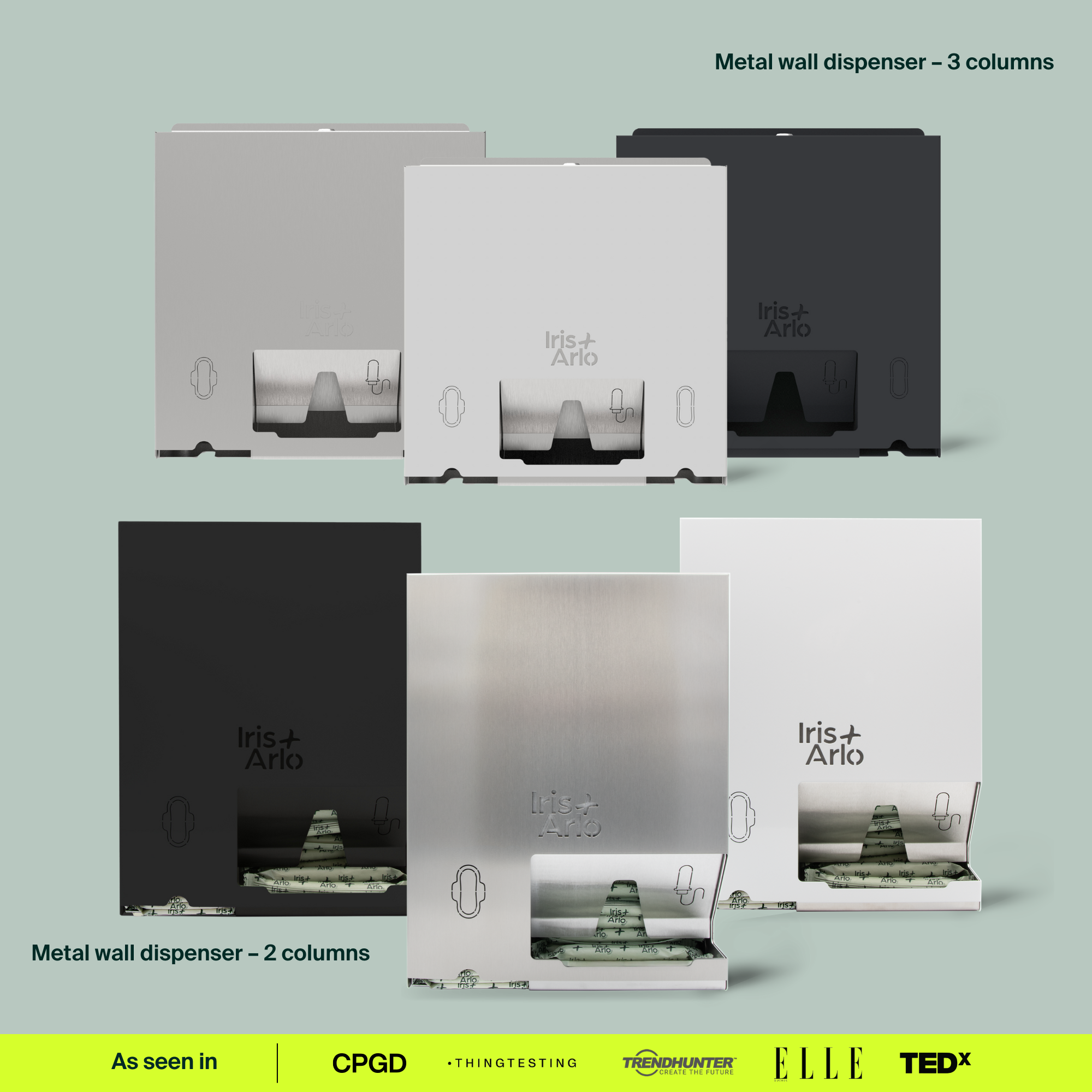 Wall-Mounted Steel Dispenser - Regular Pads & Tampons