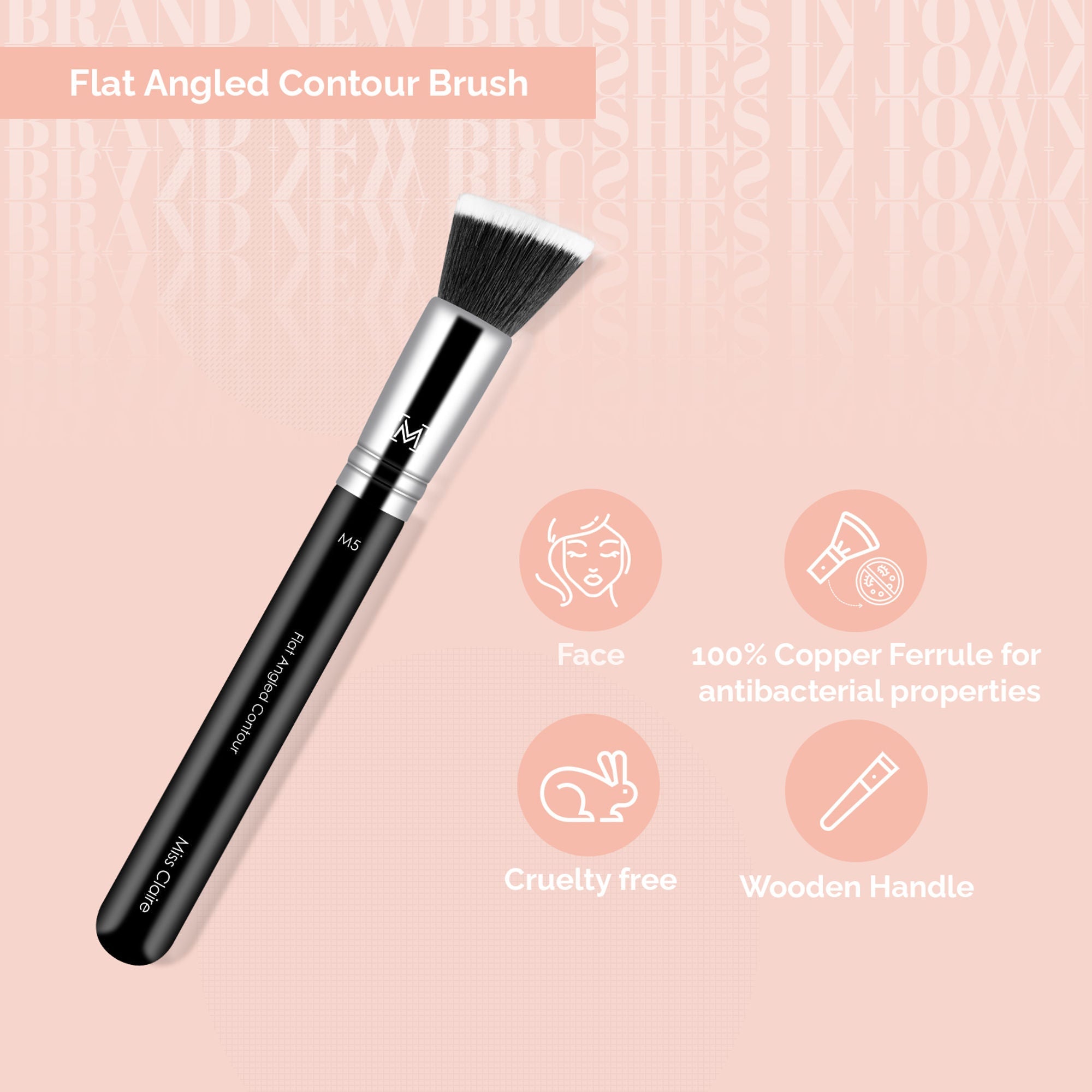 Miss Claire M5 - Flat Angled Contour Brush - Chrome