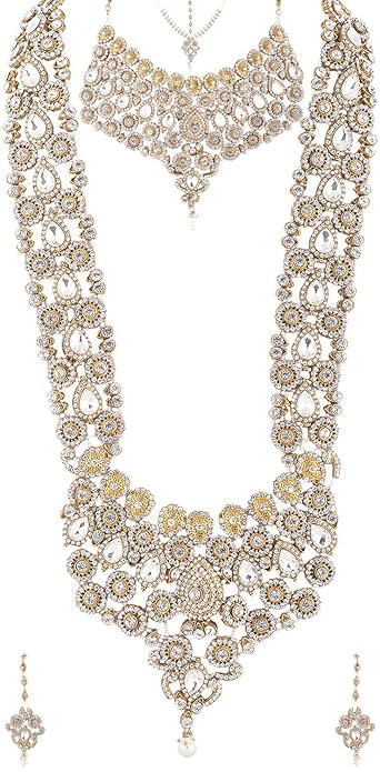 Tehzeeb Creation Traditional 18k Gold Plated Designer Multi Color Dulhan Choker Kundan Bridal Set thz486