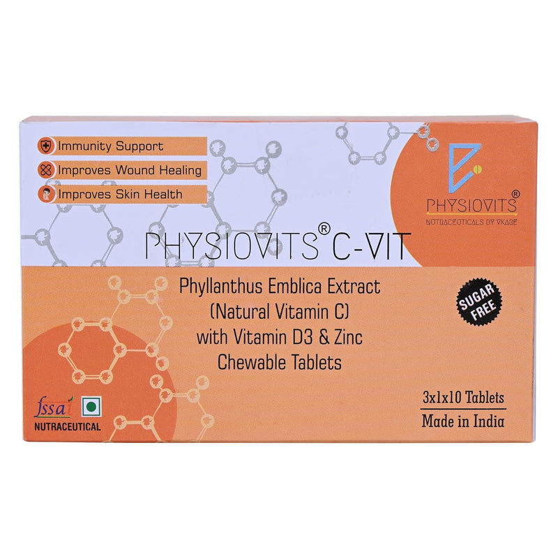 Physiovits C-VIT Vitamin C 500 mg with Vitamin D3 and Zinc Chewable Tablets