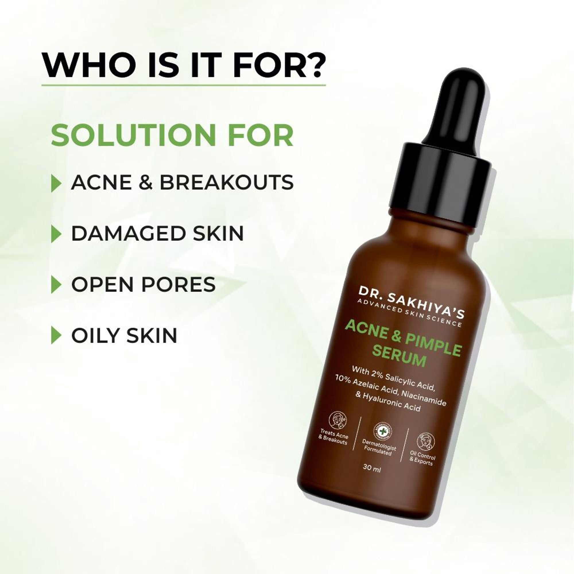 Dr.Sakhiya 2% Salicylic Acid Serum Anti-Acne Treatment for Pimples & Clogged Pores