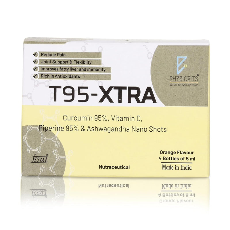 Physiovits T95-Xtra Curcumin 95%, Vit D, Piperine 95% & Ashwagandha Nano Shots