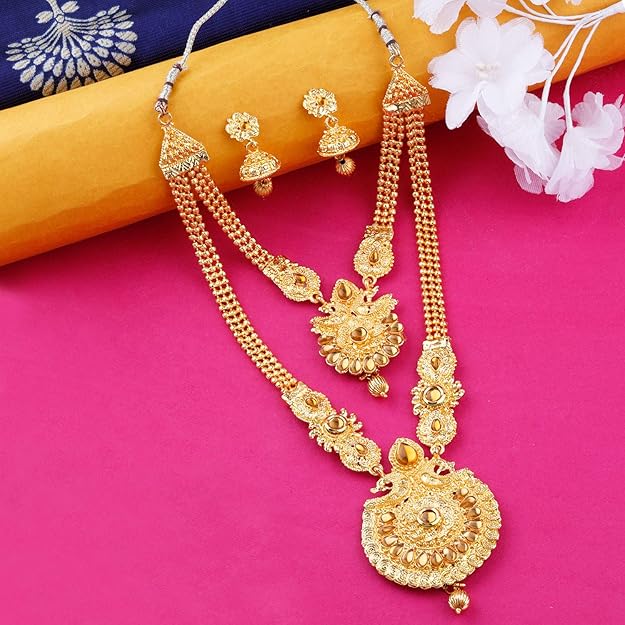 Tehzeeb Creation Traditional Gold Plated Kundan Necklace Set for Girls & Women  THZ410