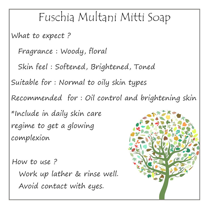 Fuschia Natural Handmade Herbal Soap, Multani Mitti