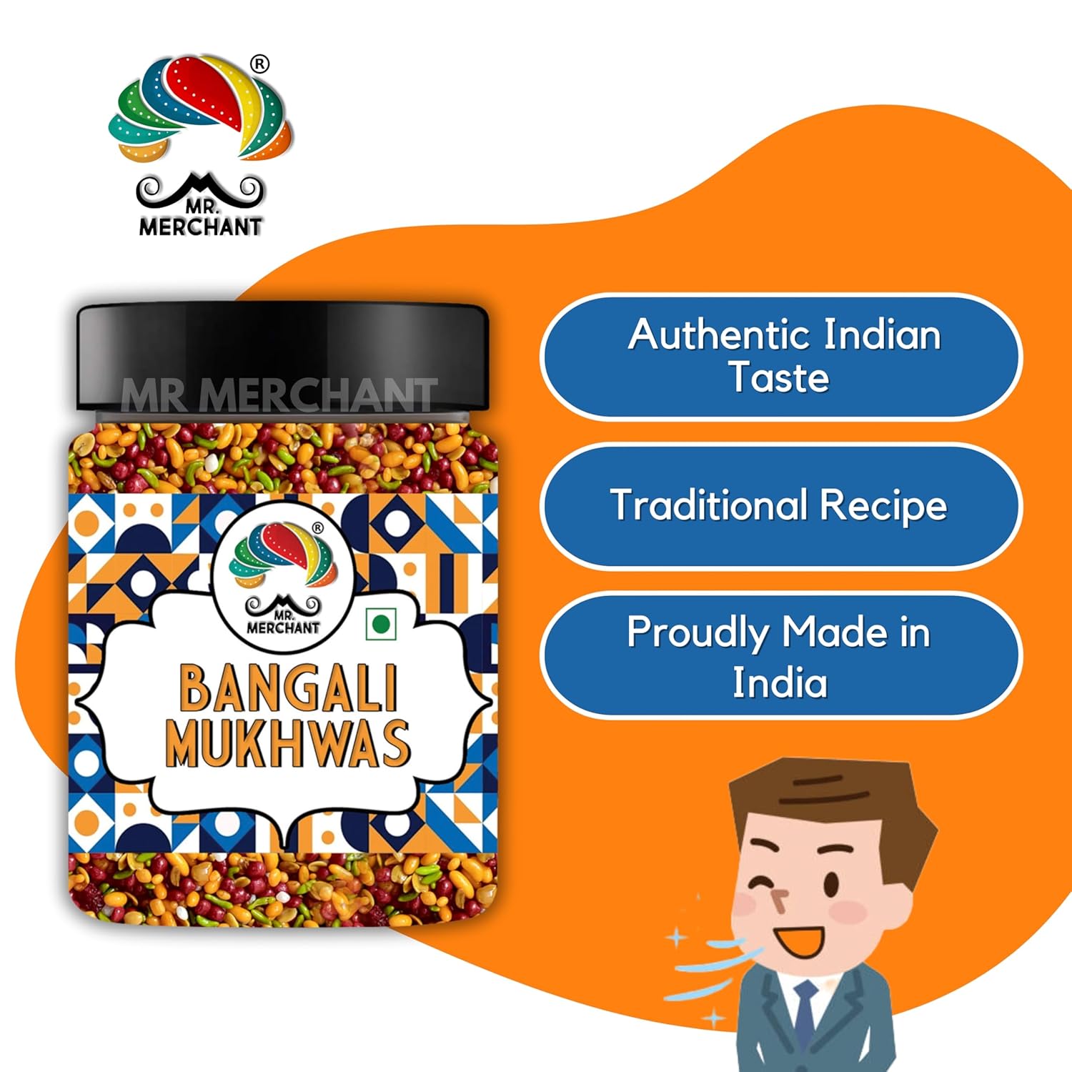 Mr. Merchant Bangali Mukhwas, Mouth Freshener Mukhwas Mix (Pack of 1 (300g Jar Pack))