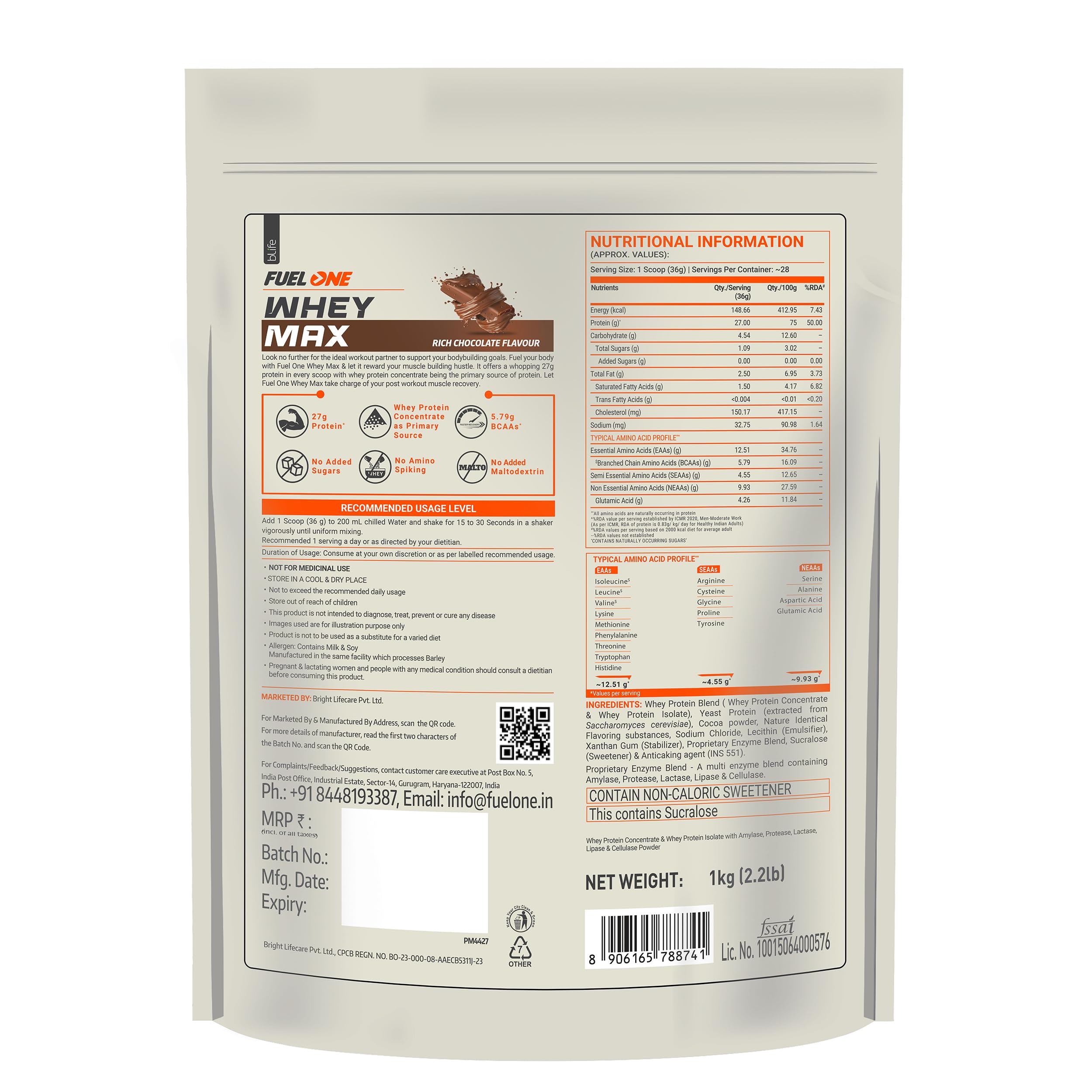 Fuelone Whey Max Protein - Rich Chocolate & Cold Coffee