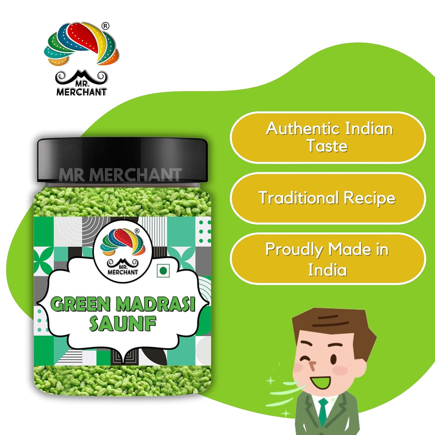 Mr. Merchant Green Madrasi Saunf Mukhwas Mouth Freshener Mix, 300g