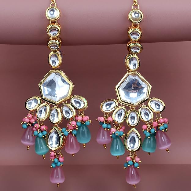 Tehzeeb Creation Meenakari 18K Gold plated Multi color Uncut dibbi Kundan Combo Necklace Set THZ418