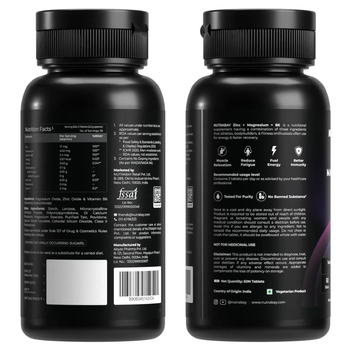 Nutrabay Zinc+ Magnesium B6 - 60 Tablets