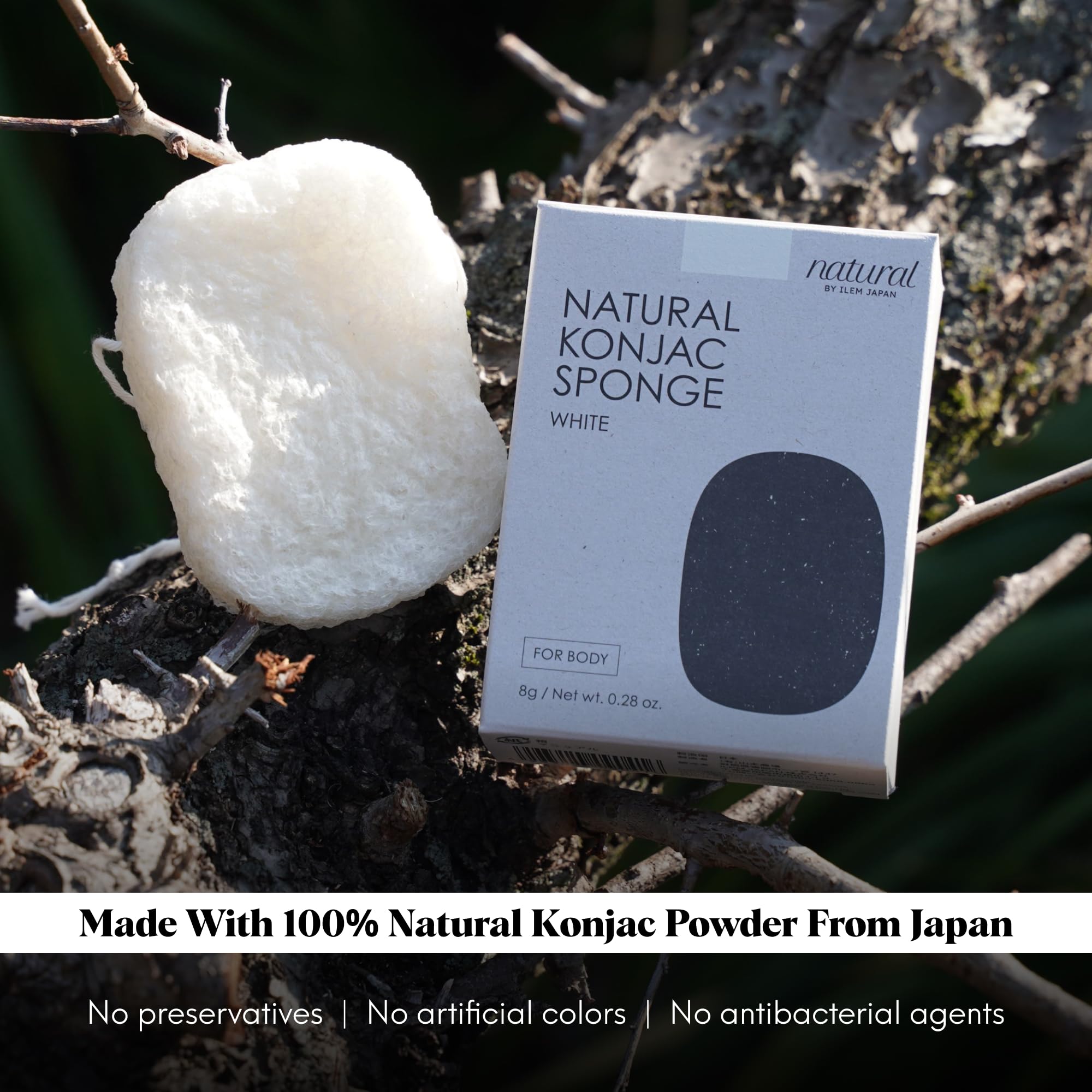 ILEM JAPAN Natural Konjac Body Sponge - Soft White Sponge