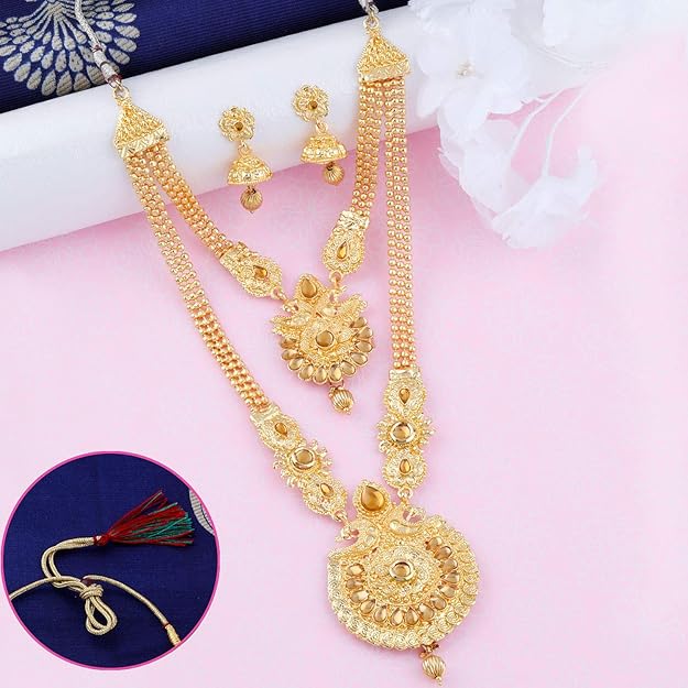 Tehzeeb Creation Traditional Gold Plated Kundan Necklace Set for Girls & Women  THZ410