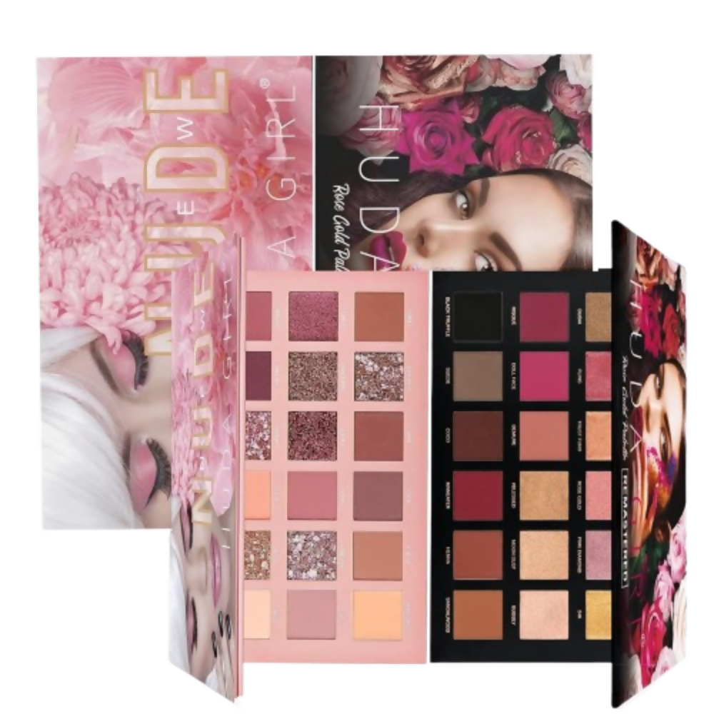 Huda Girl Beauty Rose Gold Remastered & Nude Edition Eyeshadow Palette - 36 Matte and Shimmer Finishes