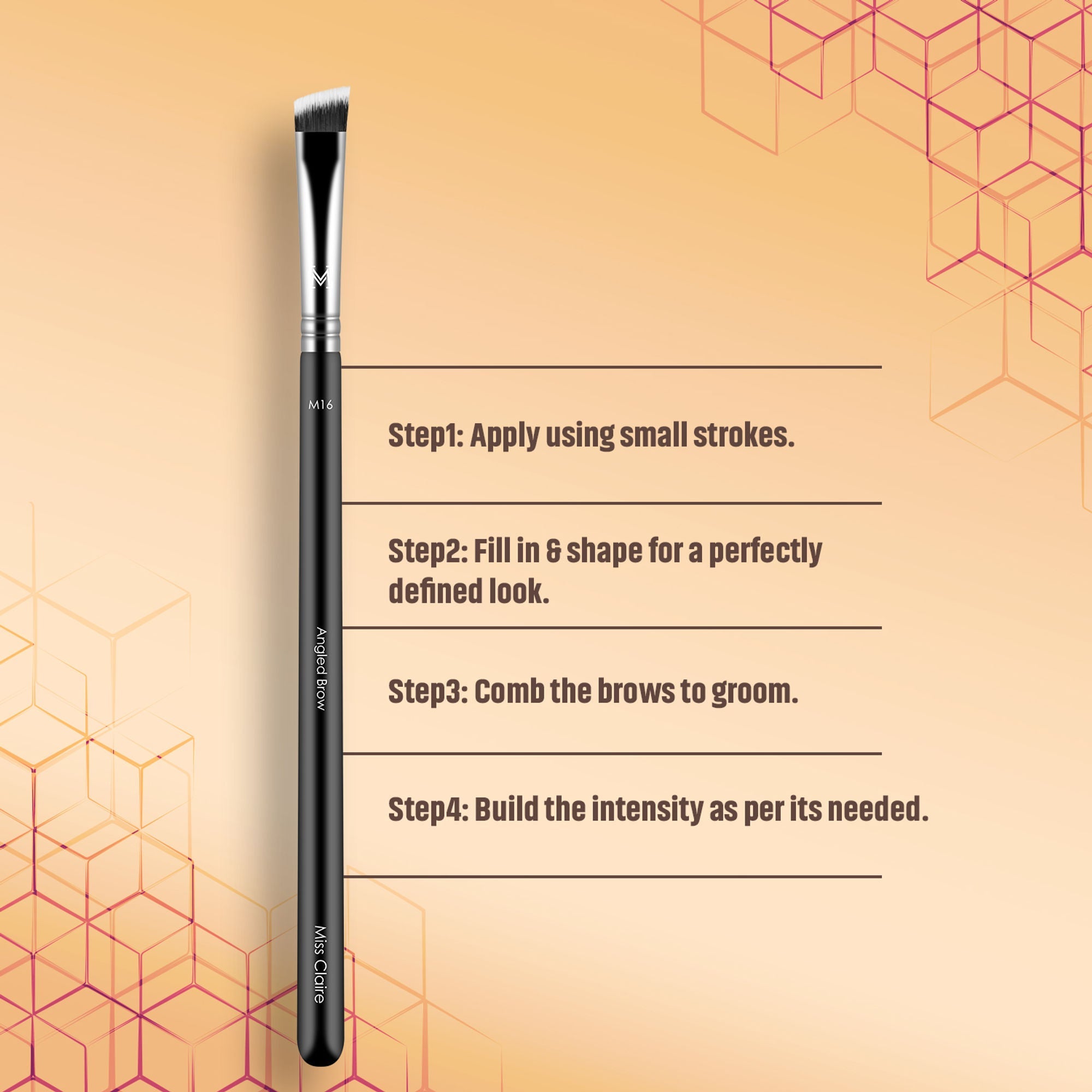 Miss Claire M16 - Angled Brow Brush - Chrome