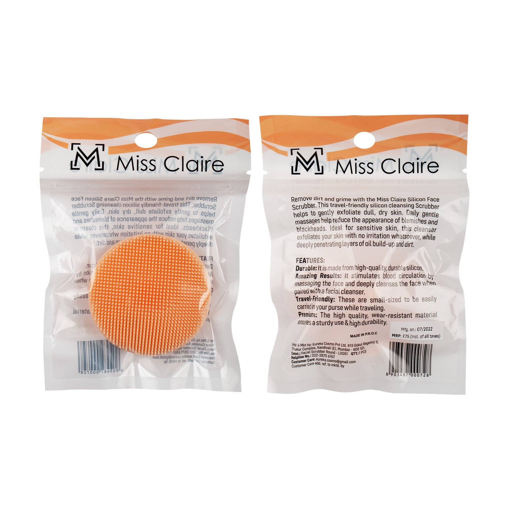Miss Claire Lx051 Facial Scrubber Round - Peach