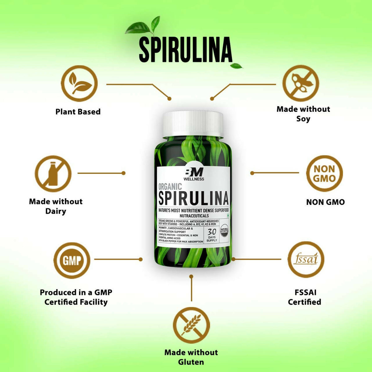 BM Wellness Organic Spirulina Tablets