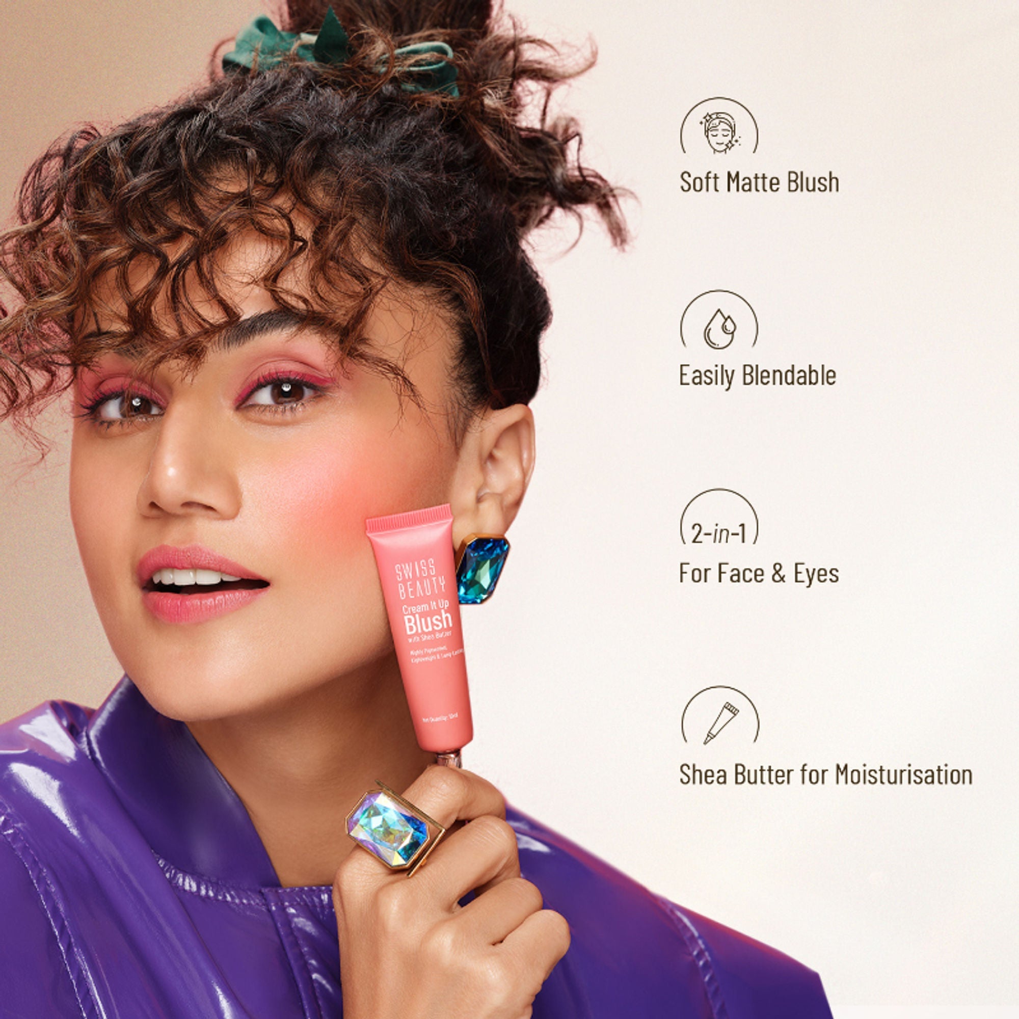 Swiss Beauty Cream It Up Blusher With Shea Butter , Multi-Functional , Matte Finish - 1 Rosy Cheeks