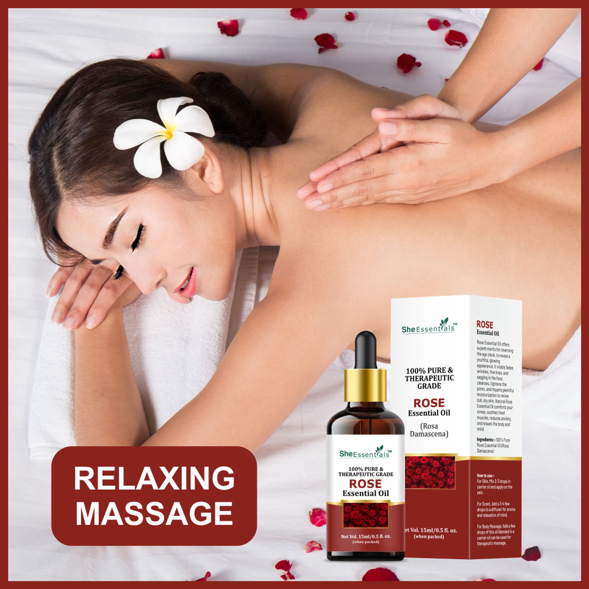She Essentials Rose Oil & Rosemary Essential Oil Combo - Skincare & Haircare