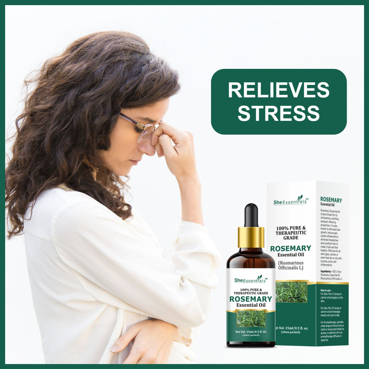 She Essentials Rose Oil & Rosemary Essential Oil Combo - Skincare & Haircare