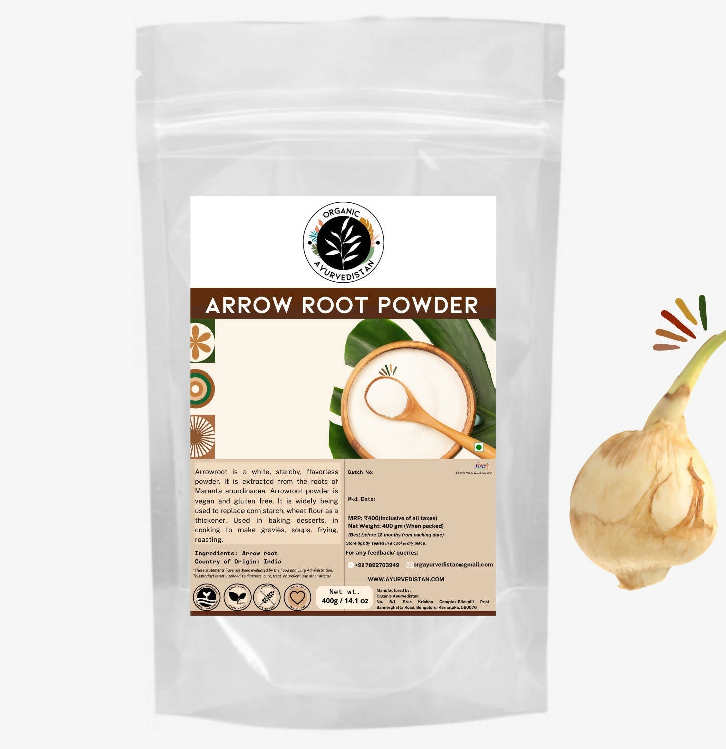 Organic Ayurveprithvin Arrow Root Powder