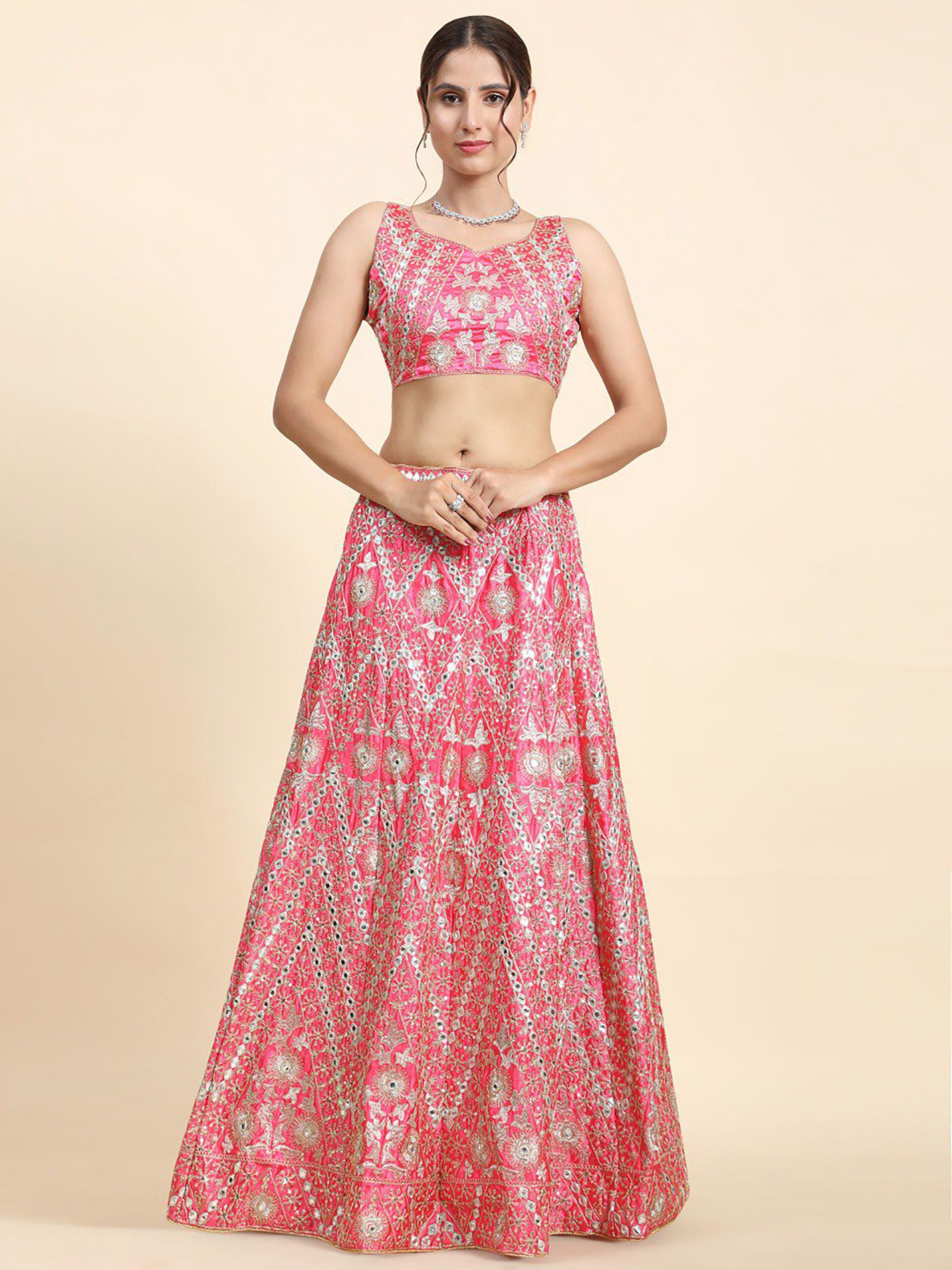 Aastha fashion off pink Lehenga Choli with devsena silk blouse fabric