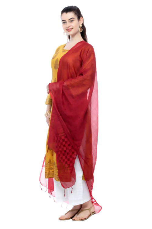 Mominos Fashion Maroon Buta Cut Dupatta