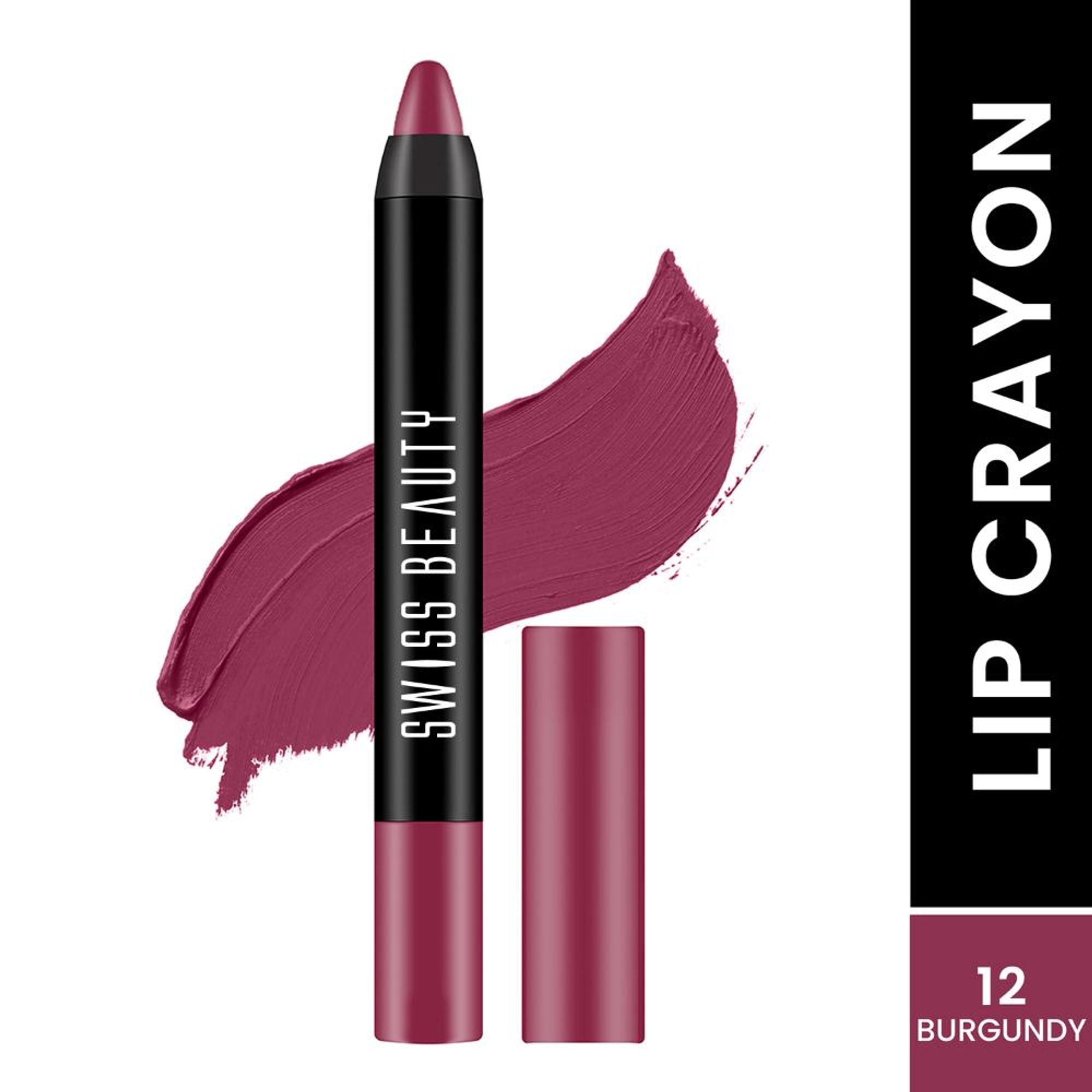 Swiss Beauty Matte Long Lasting Stay Maxx Lip Crayon Lipstick Matte Finish - Burgundy