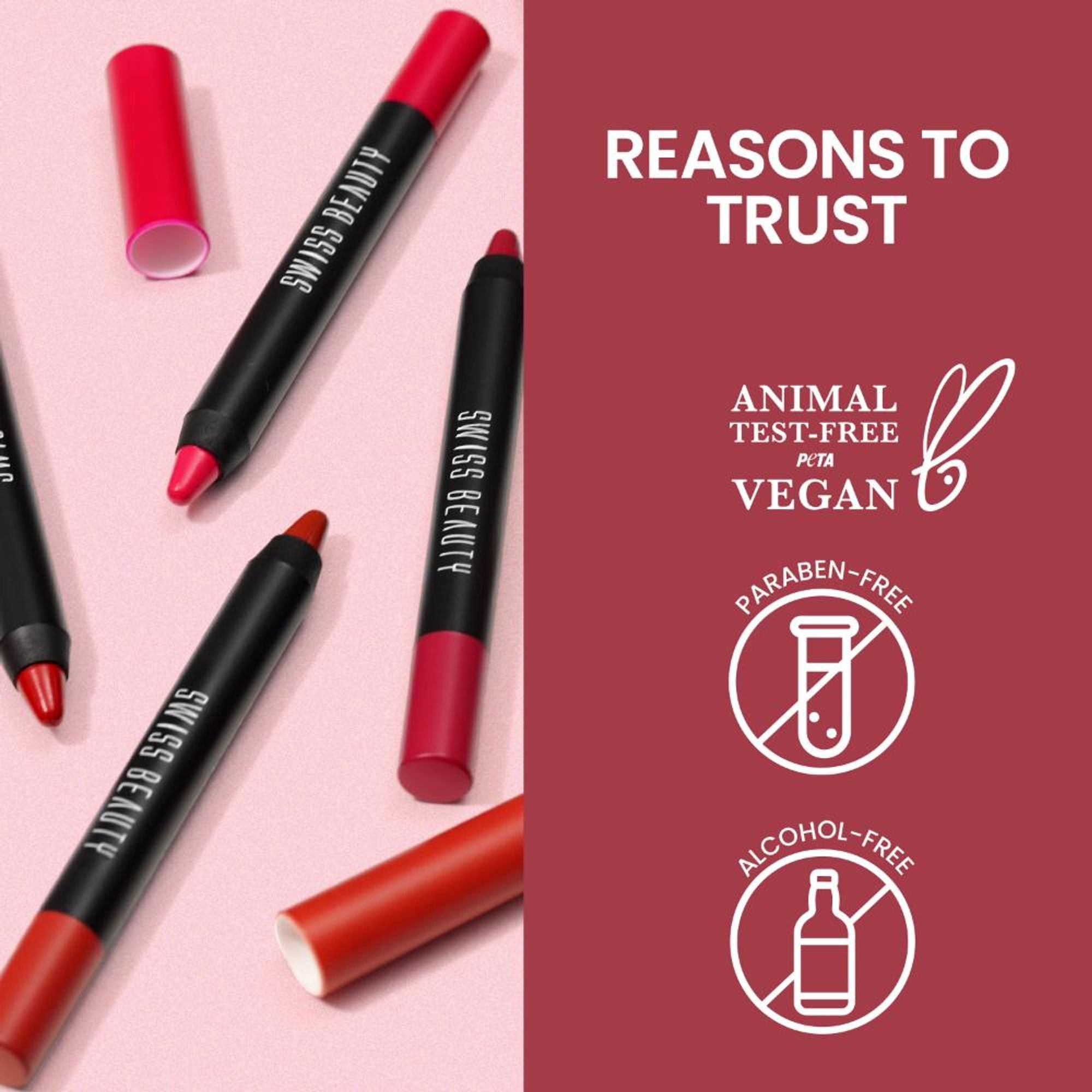 Swiss Beauty Matte Long Lasting Stay Maxx Lip Crayon Lipstick Matte Finish - Burgundy